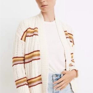 Madewell Cream and orange Striped Cardigan